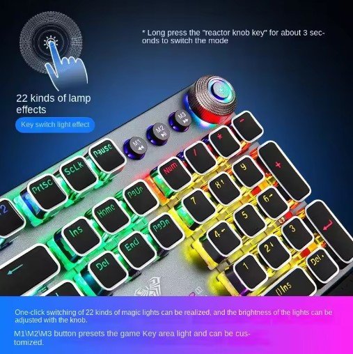 F2088 Mechanical Gaming Keyboard Anti-ghosting 104 Plating Blue Switch Wired Mixed Backlit Keyborad for Game Laptop PC