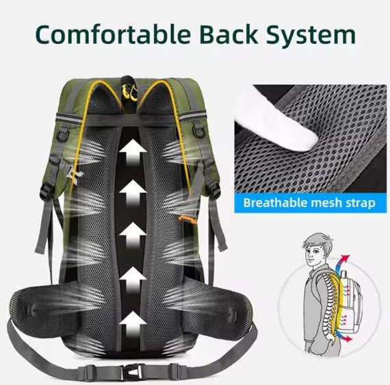 50L Travel Backpack Camping Men Large Hiking Bag Tourist Rucksack Waterproof Outdoor Sports Climbing Mountaineering Bag Luggage