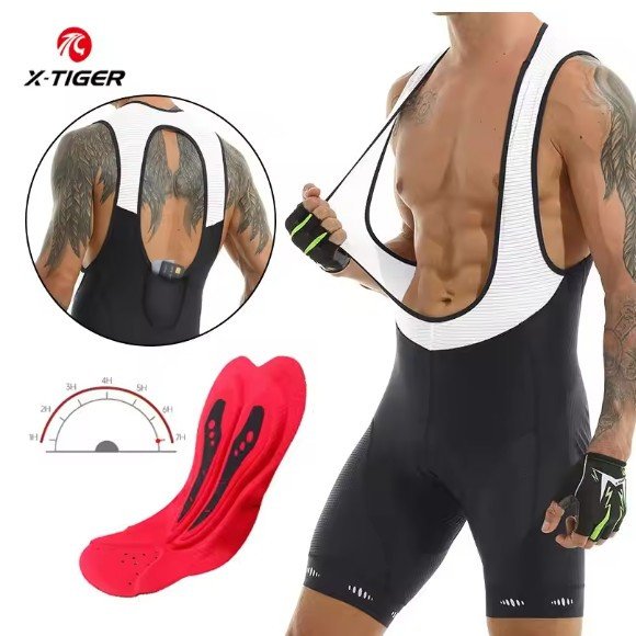 Cycling Bib Shorts 5D Gel Pad Mountain Bike Shorts Bretelle Pockets Outdoor Breathable UPF50+ Bike Tight Bicycle Shorts