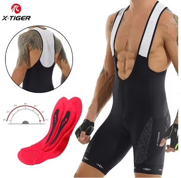 Cycling Bib Shorts 5D Gel Pad Mountain Bike Shorts Bretelle Pockets Outdoor Breathable UPF50+ Bike Tight Bicycle Shorts