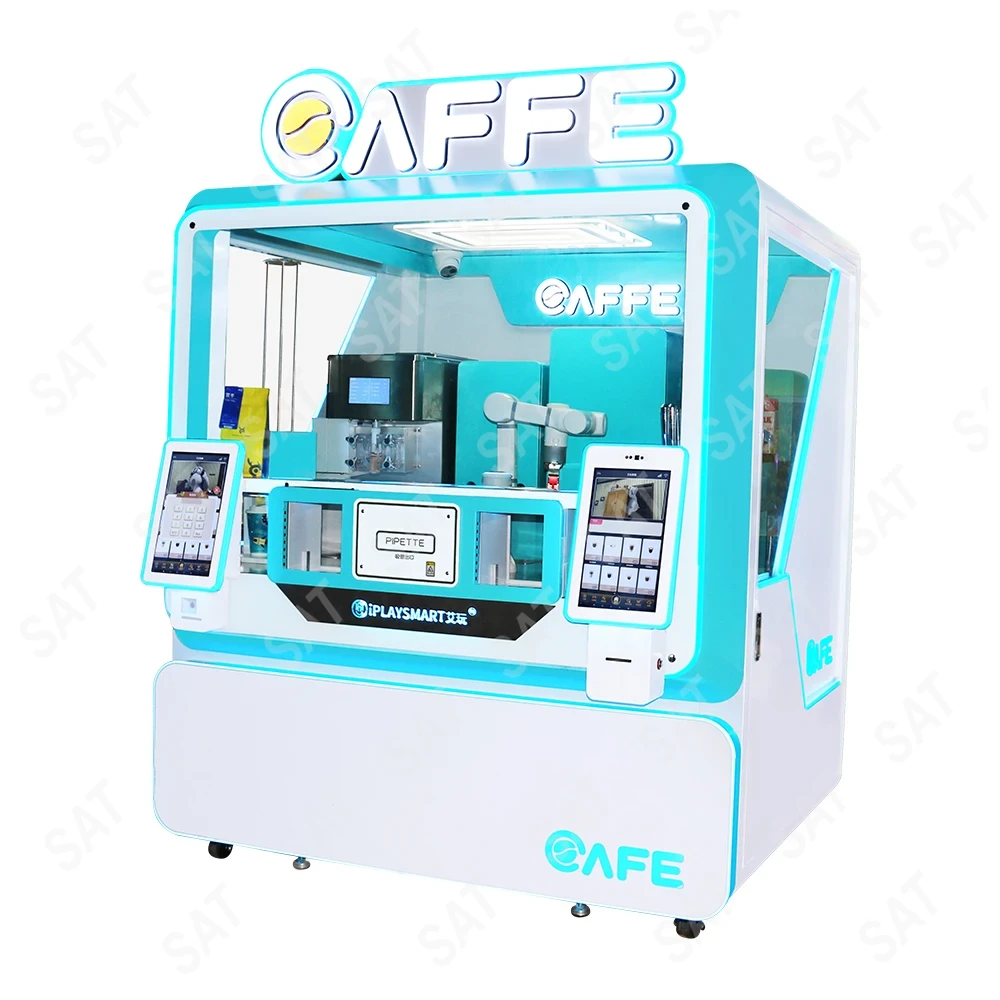 Ice machine for coffee, robot arm combination, milk tea and espresso, hot chocolate, coin-operated coffee vending machine