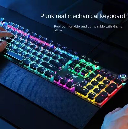 F2088 Mechanical Gaming Keyboard Anti-ghosting 104 Plating Blue Switch Wired Mixed Backlit Keyborad for Game Laptop PC