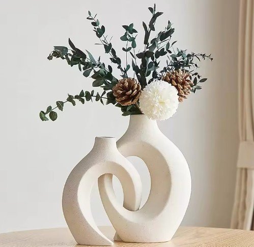 European Ceramic Vase Set Creative White Simple Home Decoration Living Room Entryway TV Cabinet Decoration