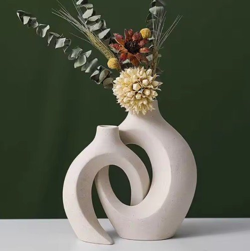 European Ceramic Vase Set Creative White Simple Home Decoration Living Room Entryway TV Cabinet Decoration